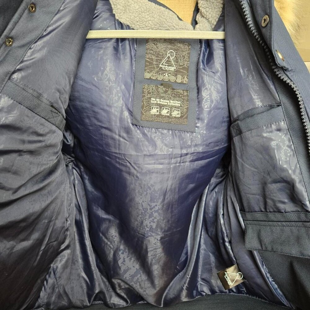 Navy Blue Awaknd Land Heavy Coat Mens Size Large - Picture 3 of 5